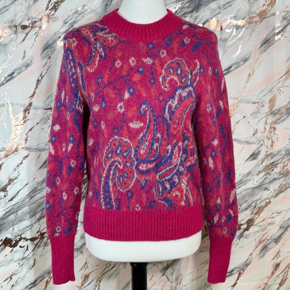 & Other Stories Fuzzy Knit Paisley Crewneck Sweater - Picture 1 of 4